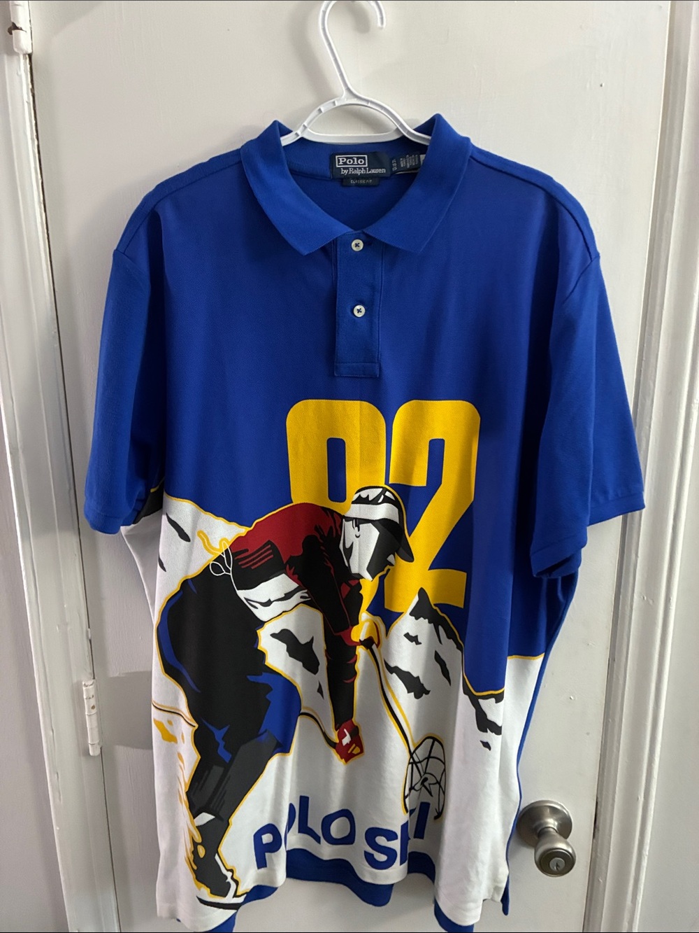 Polo by Ralph Lauren Royal Blue Polo with Yellow '02' Ski Graphic